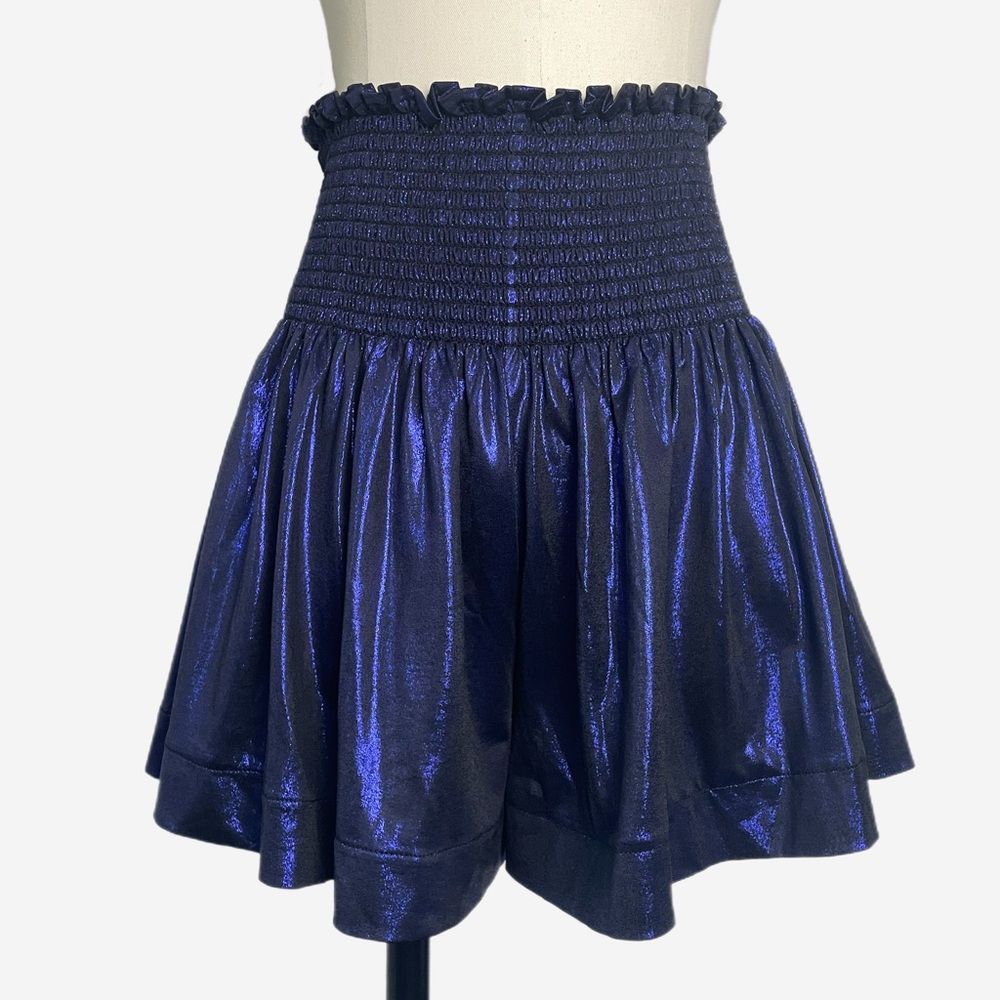 Queen of Sparkles Purple and Black Swing Shorts high waist smocked game day M